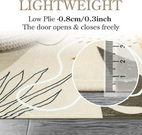 Alfombra bohemia lavable de 3 x 5 pies, Beige Lahome