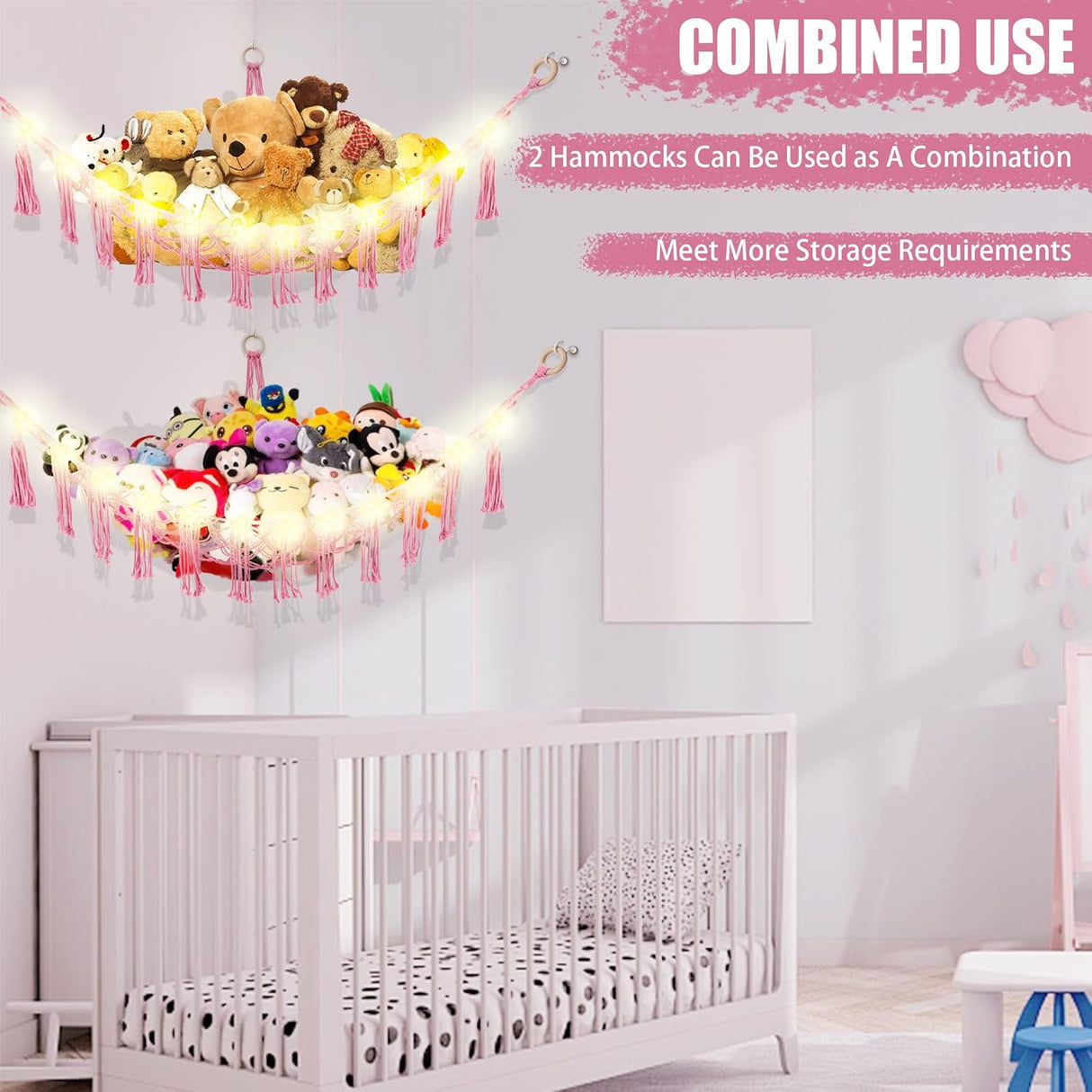 Hamaca para Peluches con Luz LED, Almacenamiento para Niños