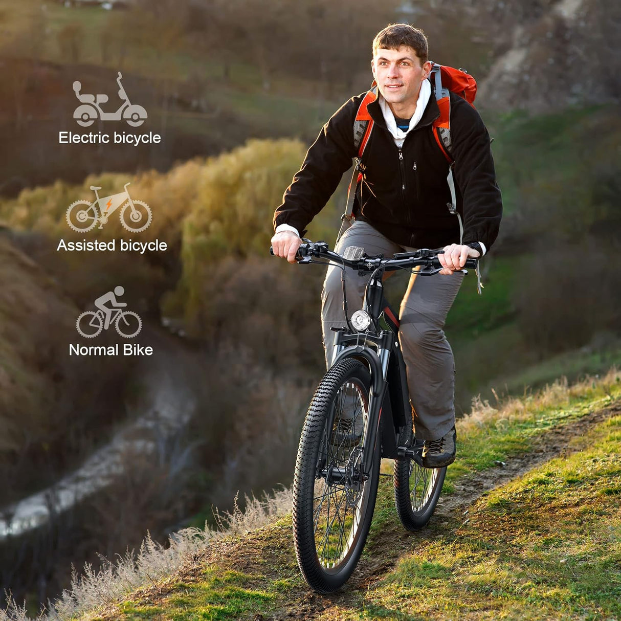 Bicicleta eléctrica Wooken 750W, 55 millas, 21 velocidades