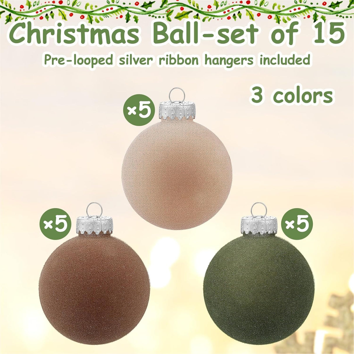 Navideños adornos de terciopelo Liliful 15 Pcs 3.15 pulgadas