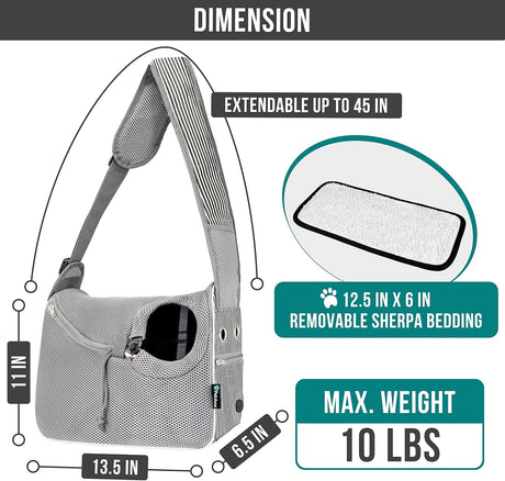 Sling Carrier para Perros Pequeños PetAmi, Ajustable y Transpirable