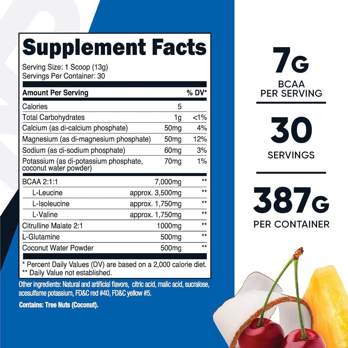Polvo BCAA + Hidratación Nutricost - 30 Porciones, Sin Gluten