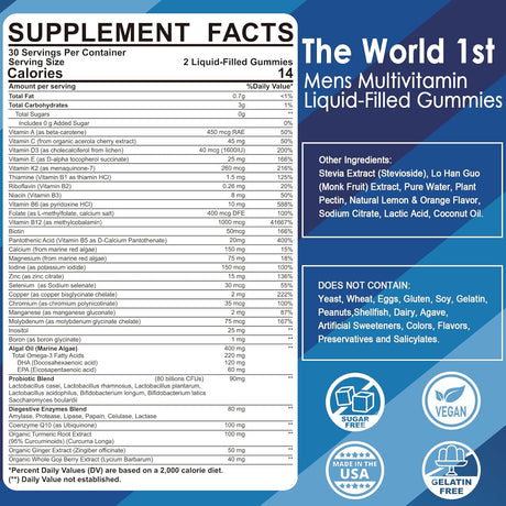 Gummies Multivitamínicos para Hombres - Energía y Inmunidad 60 Cts