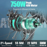 Bicicleta Eléctrica ANCHEER 500W, 21 Velocidades, Gladiator