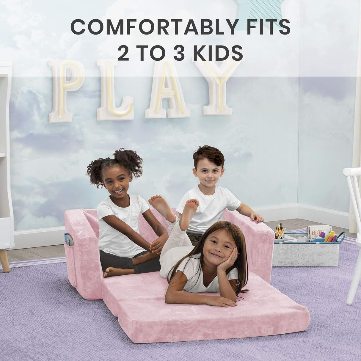 Silla convertible extra ancha a tumbona para niños, Rosa