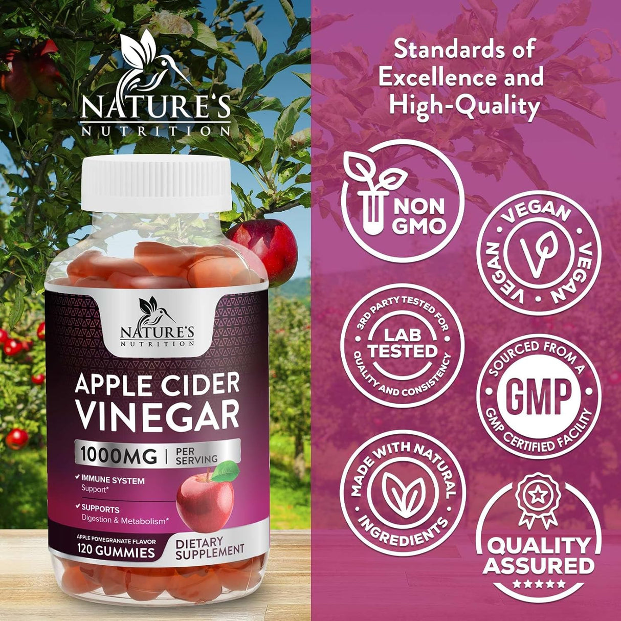 Suplemento Nature's Nutrition Gomitas de vinagre de manzana