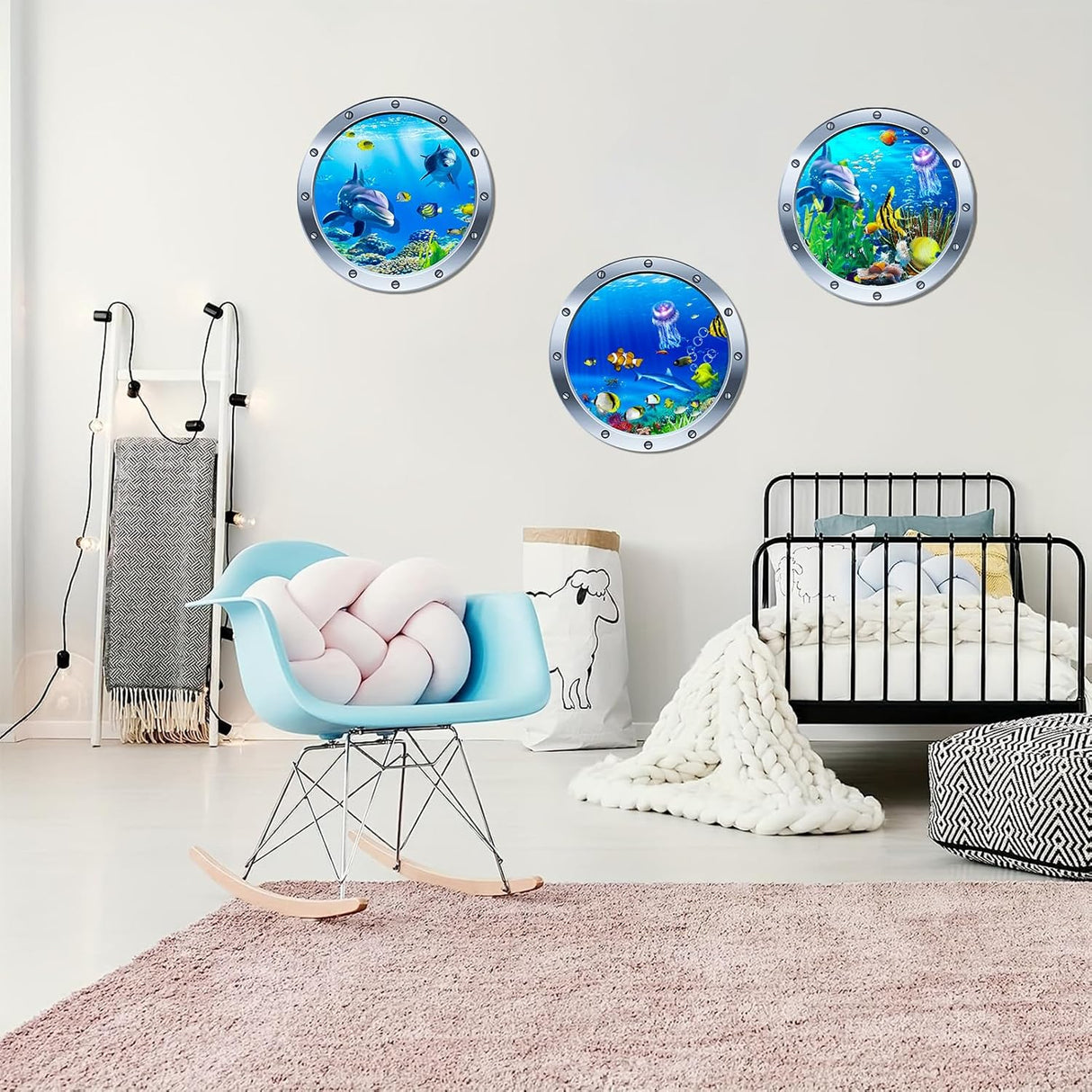 9 Piezas Stickers de Pared Ocean World, Vinilo Adhesivo 3D