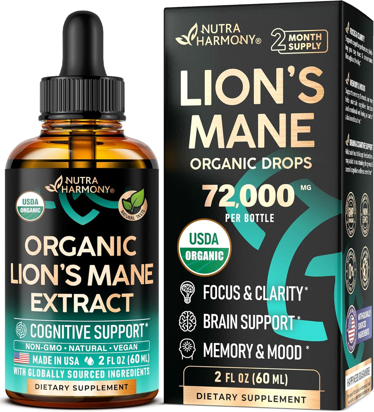 Suplemento de Melena de León - Orgánico - 72,000 mg / 2 oz