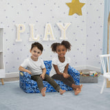 Silla cama convertible 2 en 1 para niños, camuflaje azul