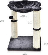 Torre para gatos Amazon Basics con hamaca y rascadores, 19.7