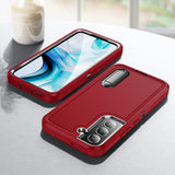 BaHaHoues Funda para Samsung Galaxy S22, Samsung S22 con soporte integrado, a prueba de golpes, polvo y caídas, de grado militar, funda protectora para Galaxy S22 5G de 6.1 pulgadas (rojo/negro)