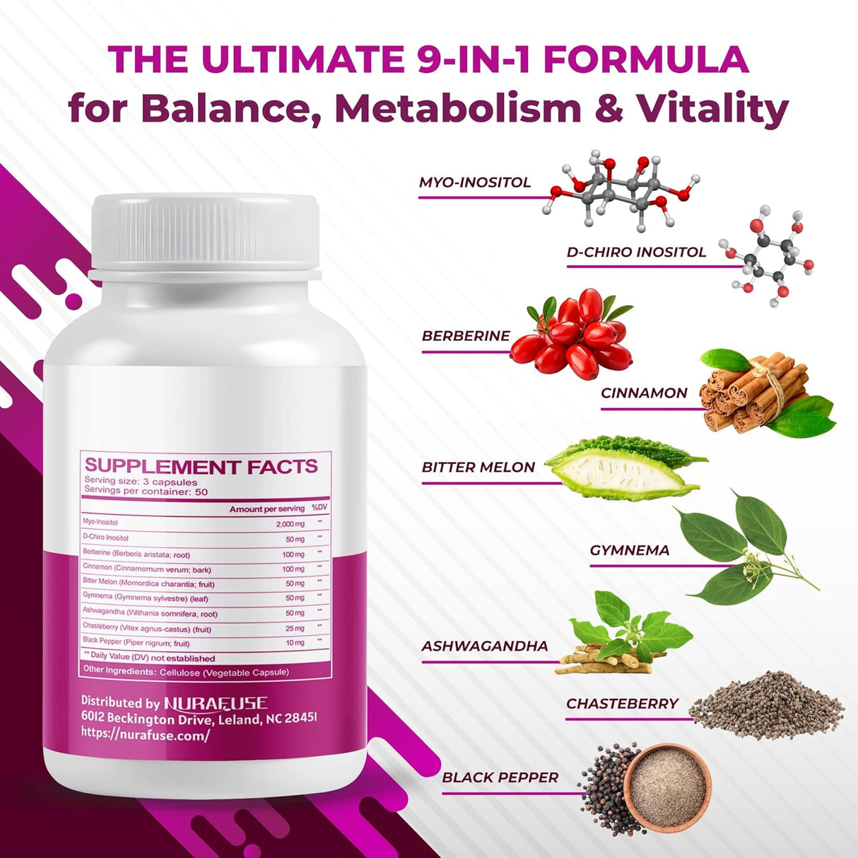 Suplemento de Inositol y Chasteberry, Balance Hormonal, USA