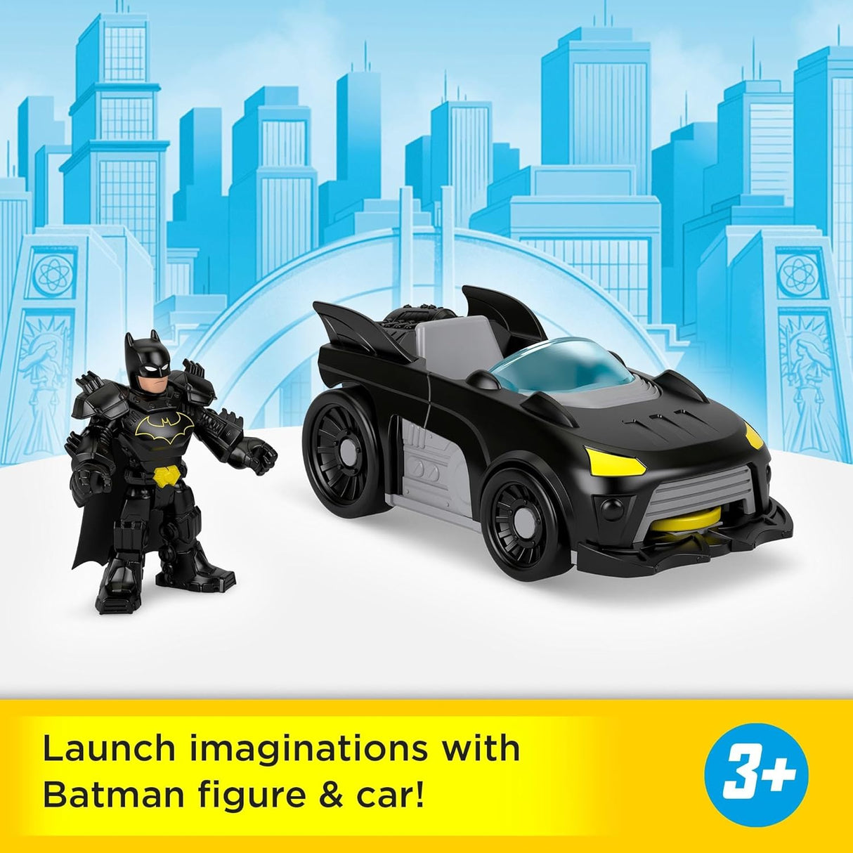 Fisher-Price Imaginext Batmobile DC Super Friends Metal Force 3