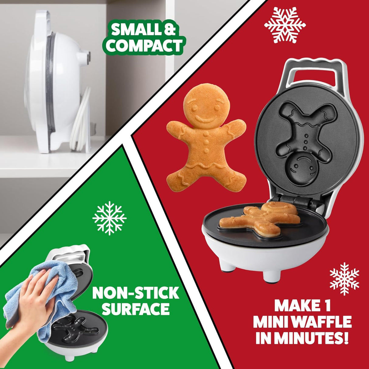Mini Waffle Maker de Jengibre - Cocinero Eléctrico 4 Pulgadas