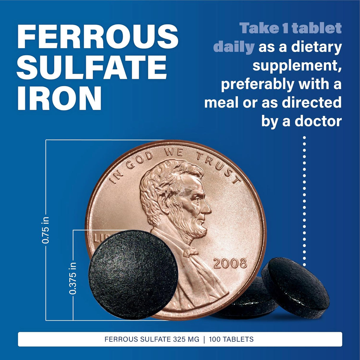 Suplemento de Hierro Ferrosulfato 325mg - Major Ferosul 100u x2