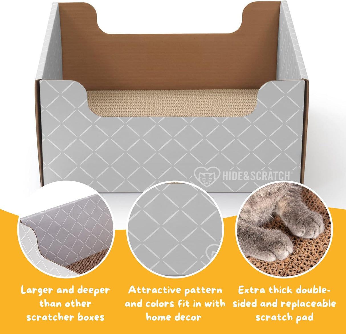 Caja rascadora y tumbona de cartón extra grande para gatos
