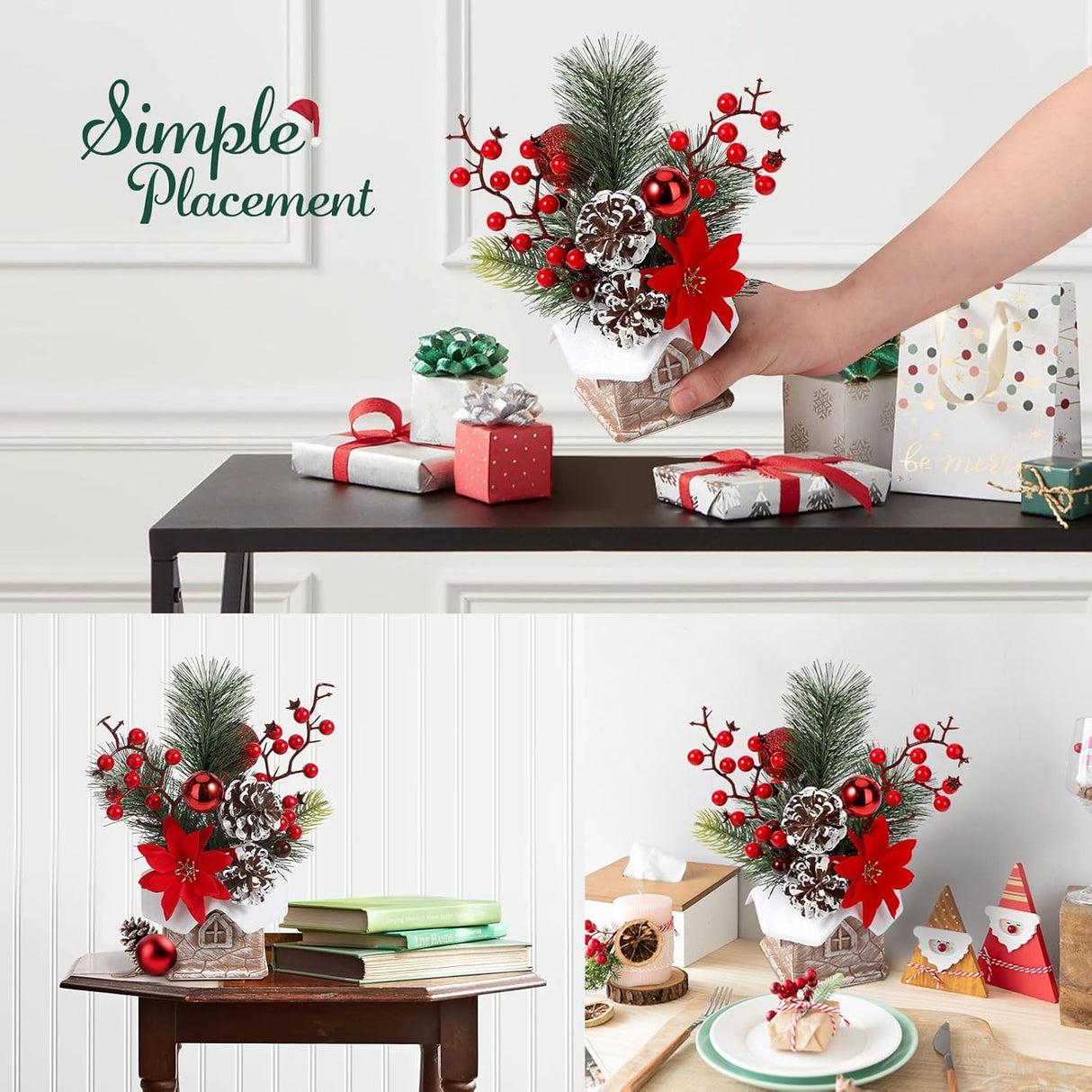 Árbol de Navidad Artificial Hatisan con Adornos y Piñas