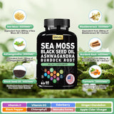 Suplemento multiminéral con Aceite de Semilla Negra, Ashwagandha, Búfalo, Turmeric y más, 60 cápsulas