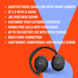 Auriculares JBL TUNE 770NC, cancelación ruido, Bluetooth 5.3