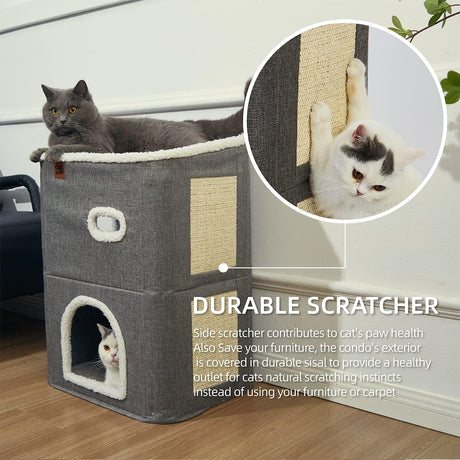 Casa para Gatos de 2 Niveles, CATBOAT, Cueva y Rascador