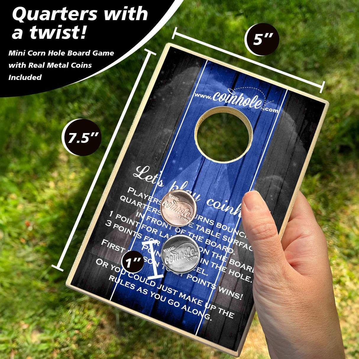 Juego de Mesa Cornhole Mini, Juego de Fiesta, Monedas Incluidas