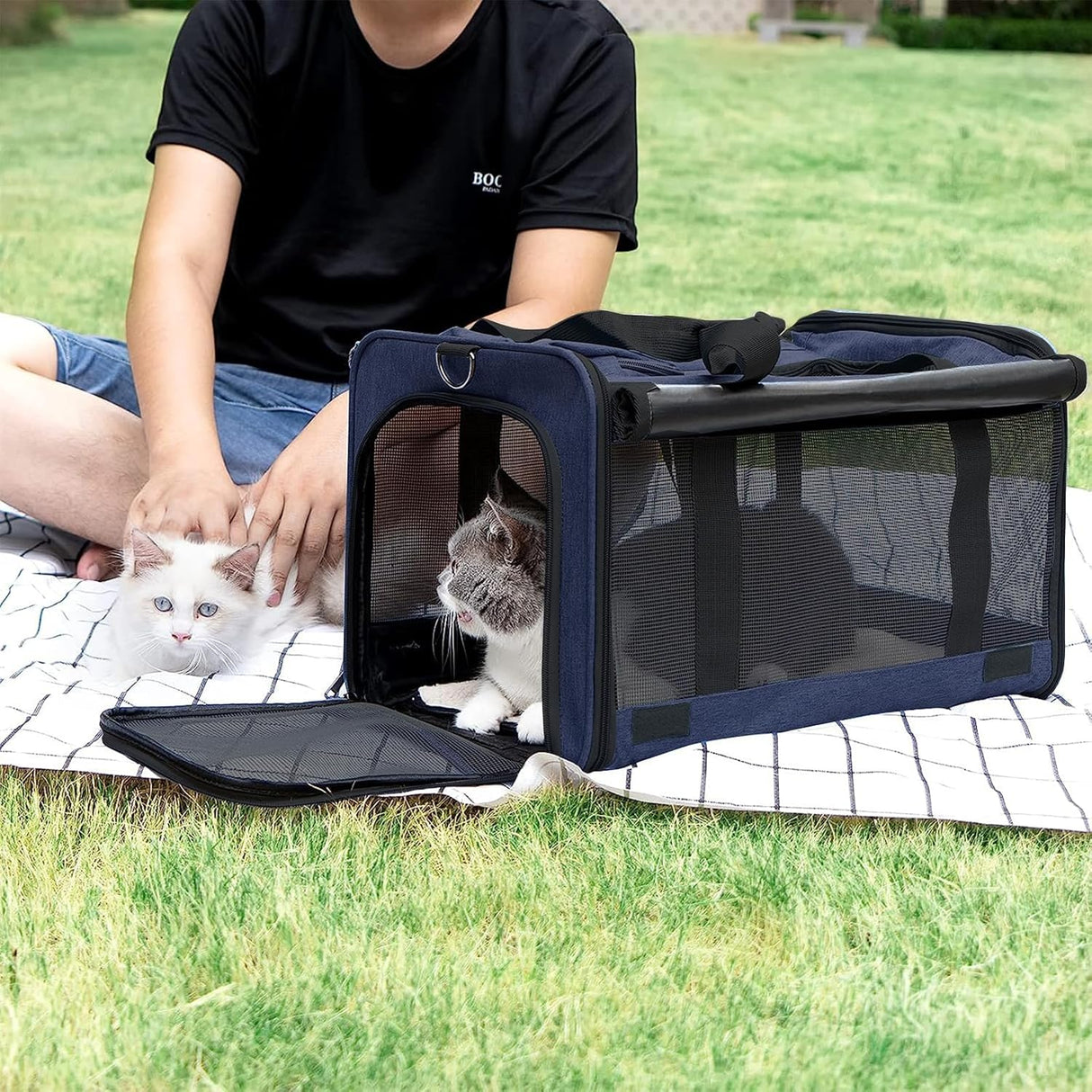Transportadora Suave para Gato Grande 15 lbs+ - Comoda y Ventilada