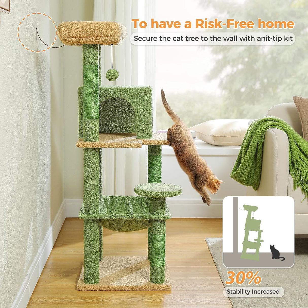 Árbol para gatos PETEPELA 45.7, torre con hamaca grande