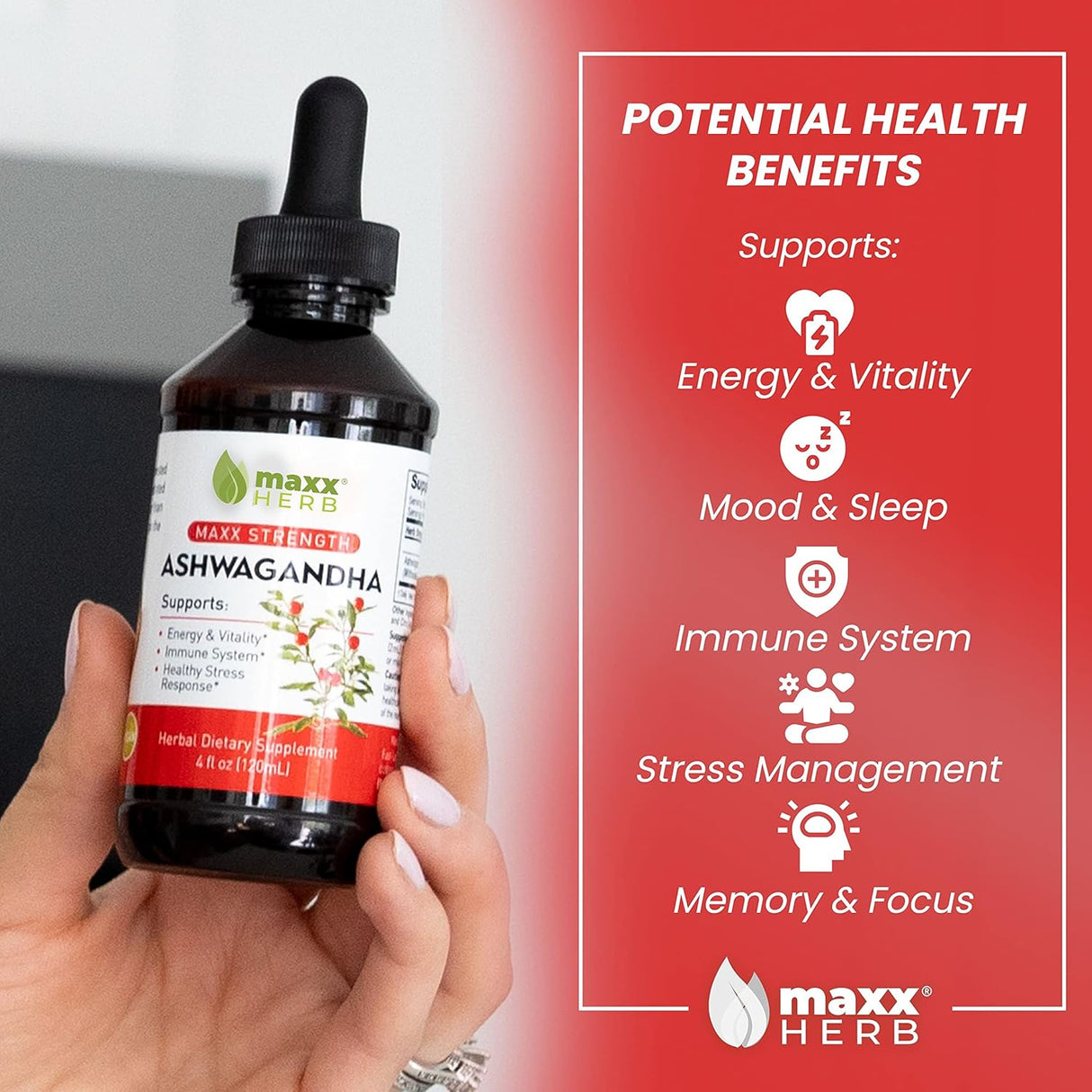 Extracto de Ashwagandha Maxx Herb - 4 Botellas 4 Oz