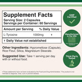 Suplementos  L-tirosina 1,000 mg por porción, 120 cápsulas