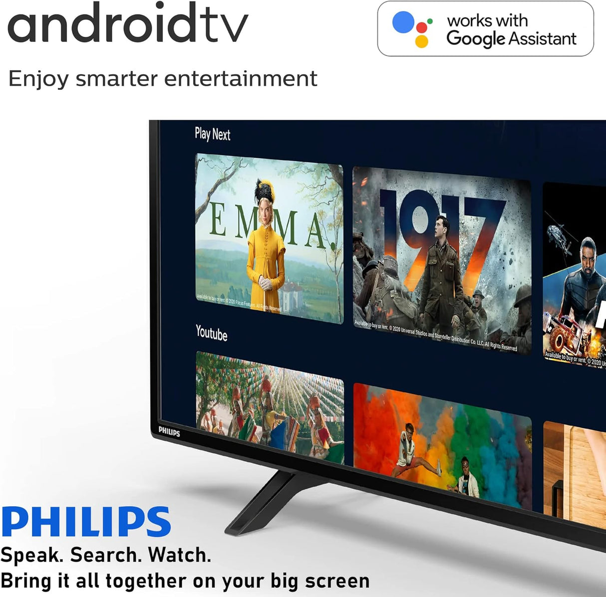 Televisor Smart TV Philips 55 4K UHD, HDR10, Google Assistant