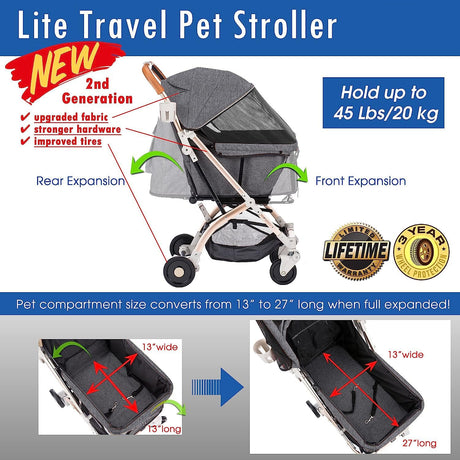 Carrito de Mascotas Pet Rover Lite, Ligero, 2da Generación