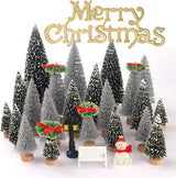 Arbolito Navidad Mini Botella Cepillo 30pcs Base Madera