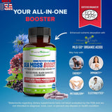 Power By Naturals Sea Moss Cápsulas Orgánicas con Aceite de Semilla Negra y Elderberry