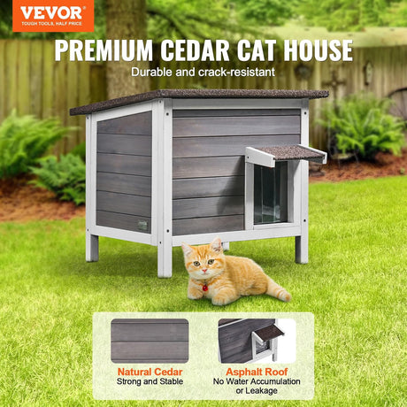 Casa para Gatos VEVOR, Aislada, Puertas de PVC, 24x20x21