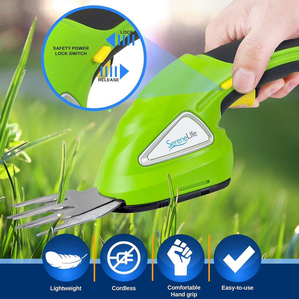 Tijeras de césped eléctrica portátil SERENELIFE PSLHTM25
