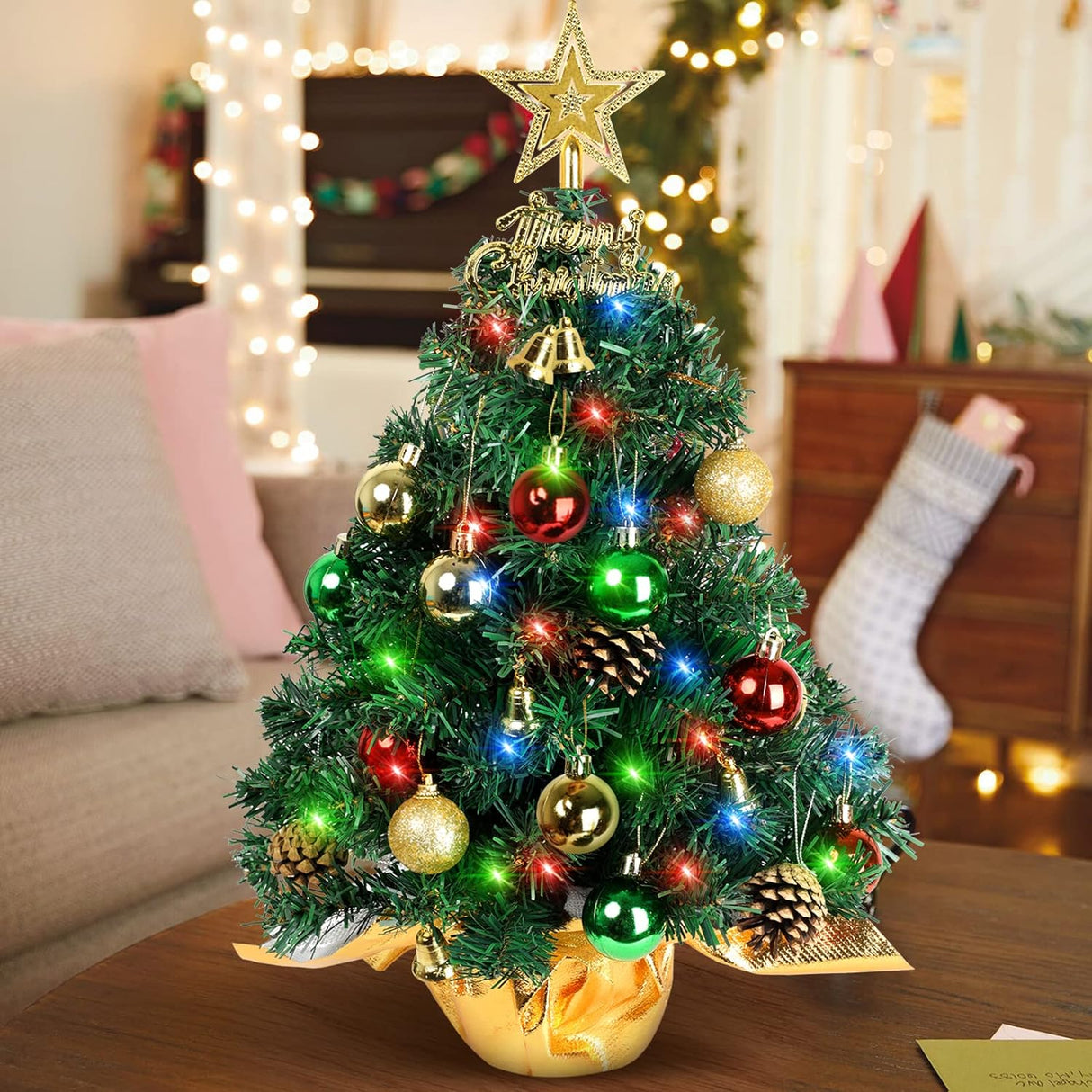 Árbol de Navidad Mini 22 con 30 Luces LED, Decoración Navidad
