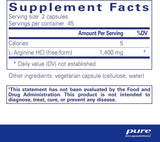 L-Arginina Pure Encapsulations 1400 mg 90 Cápsulas Sin Gluten