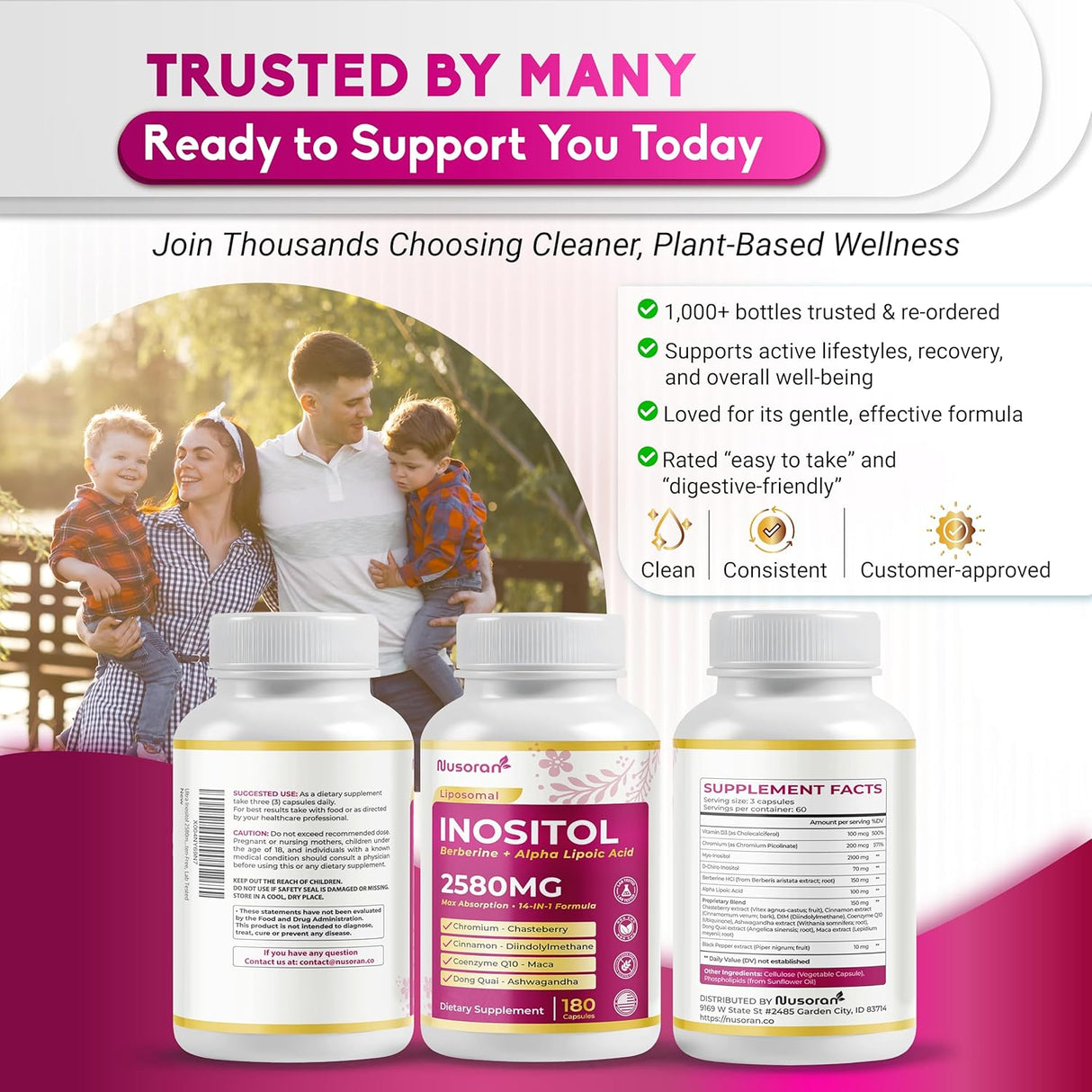 Ultra Inositol 2580mg 14-en-1 USA 180 Cápsulas