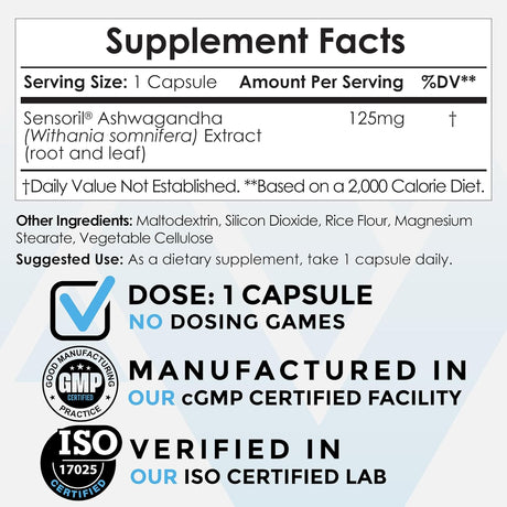 Sensoril Ashwagandha Nootropics Depot, 125mg, 180 caps