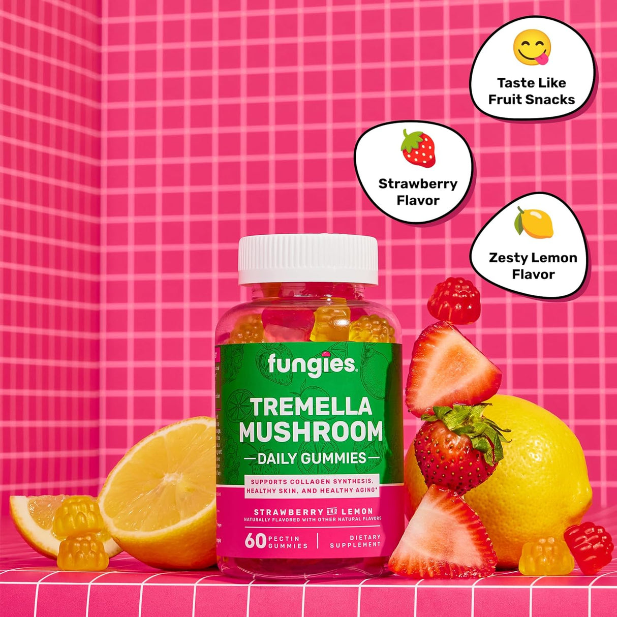 Suplemento Gomitas diarias de hongos colágeno de belleza 60u