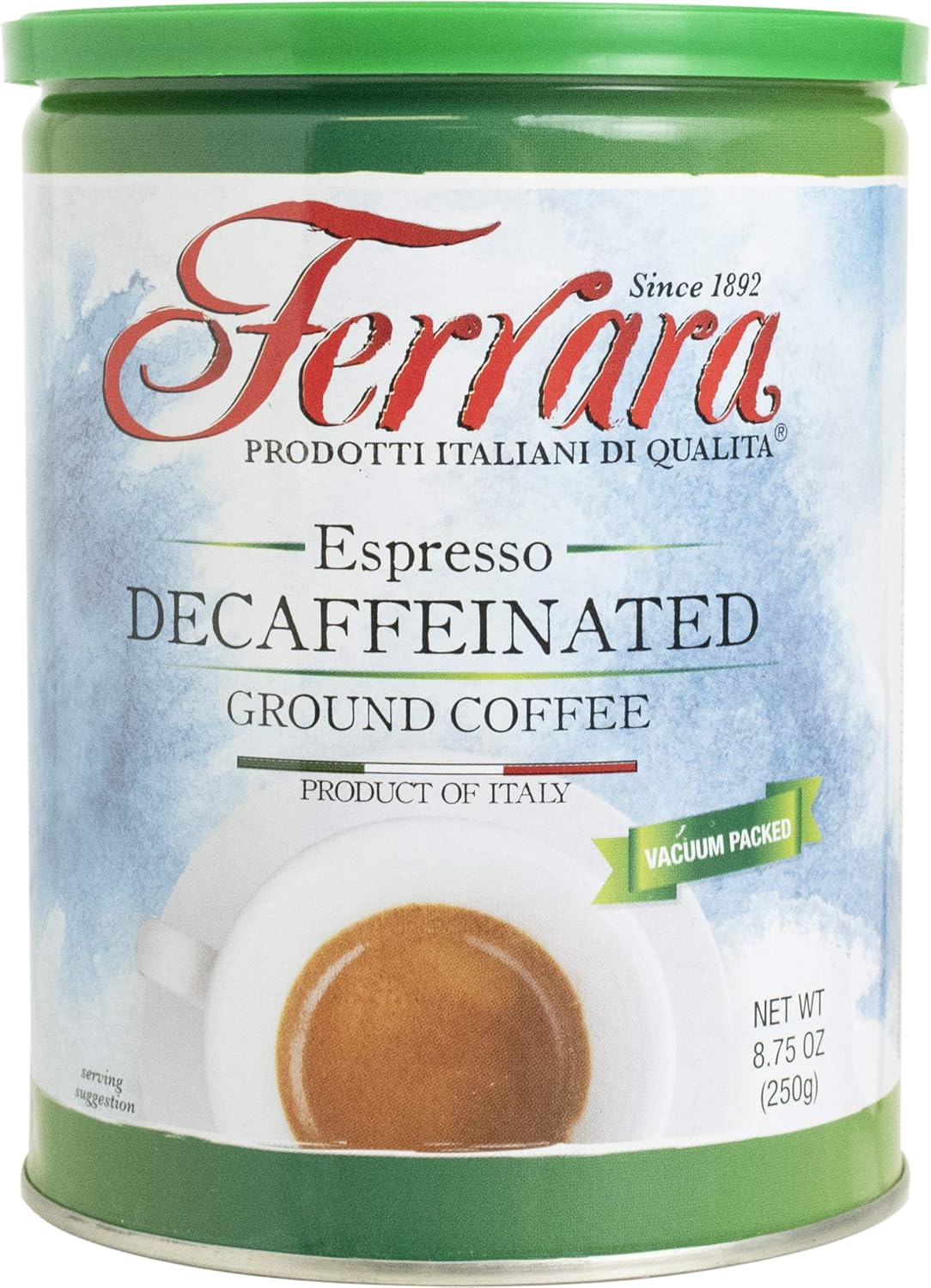 Café Espresso Descafeinado Ferrara, 8.75 oz, Pack de 4 Latas