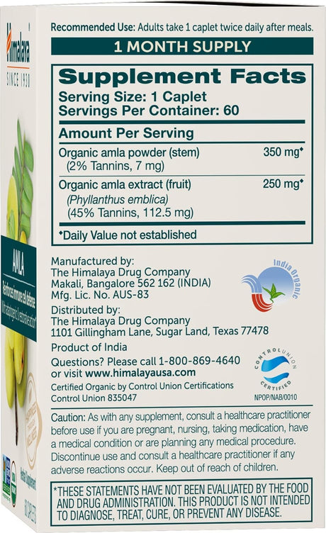 Suplemento Himalaya Antioxidante natural orgánico 60 cápsulas