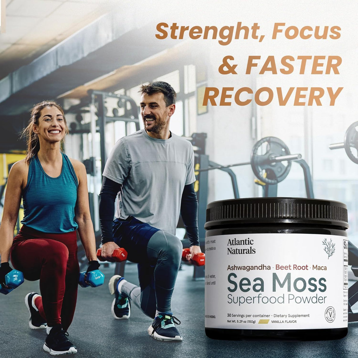 Atlantic Naturals Polvo de Sea Moss con Ashwagandha y Maca - 150g