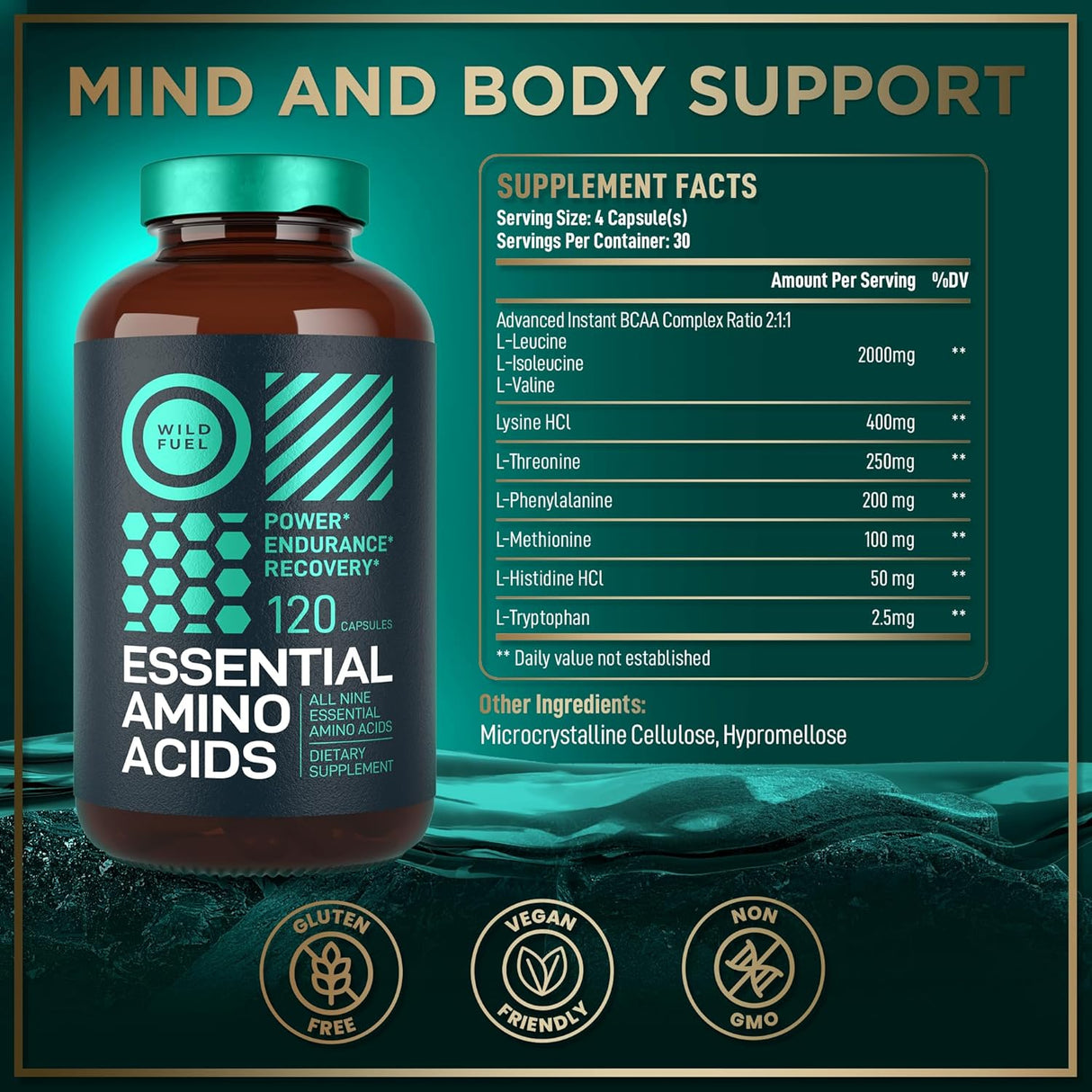 Suplemento de Aminoácidos Esenciales - 3000mg - 120 Cápsulas