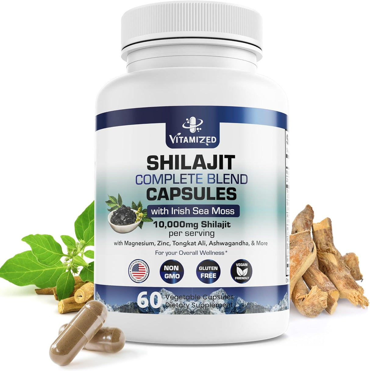 Shilajit Puro Himalaya para hombres y mujeres, 60 cápsulas
