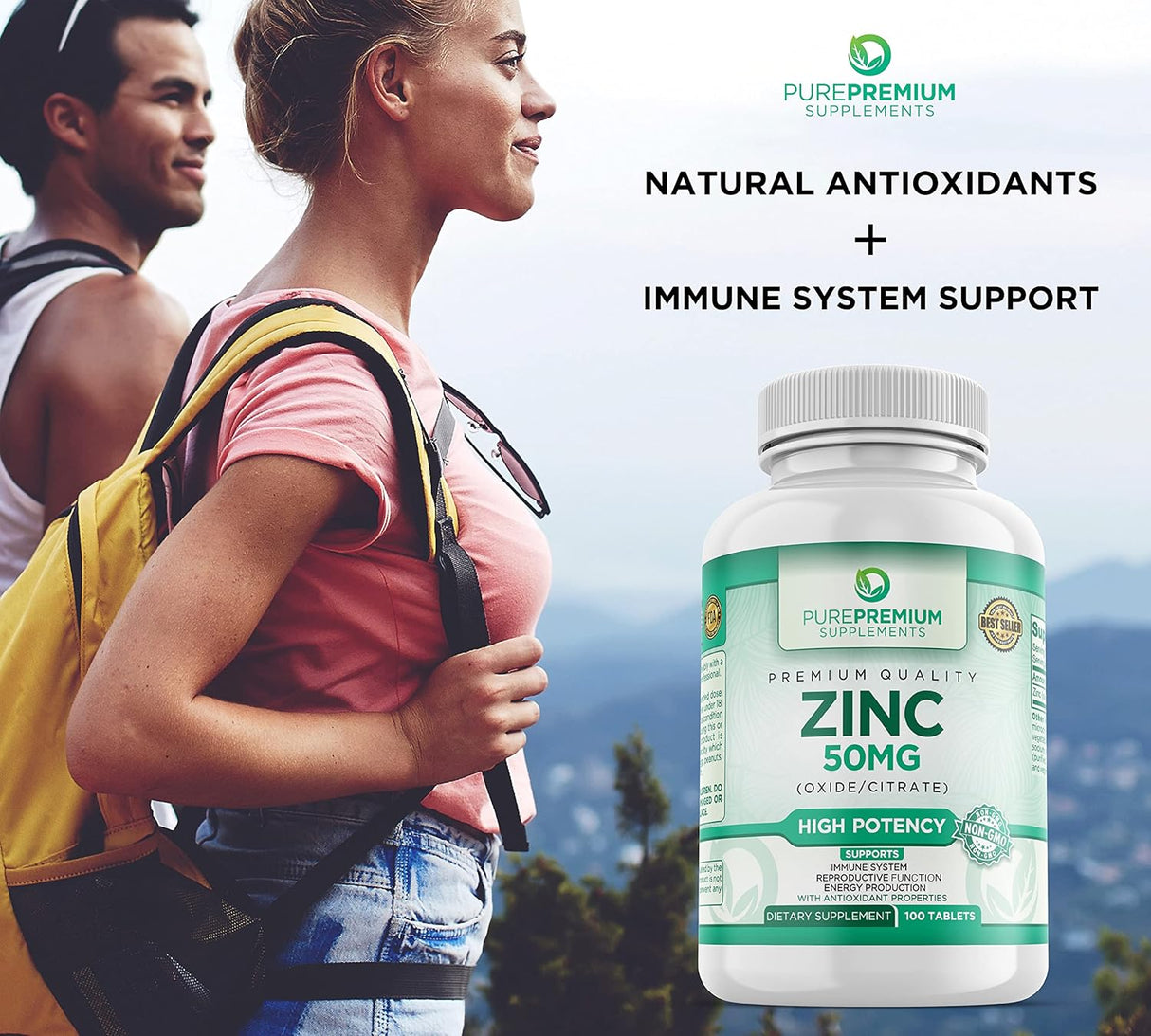 Suplementos Vitamina citrato de zinc   óxido para adultos