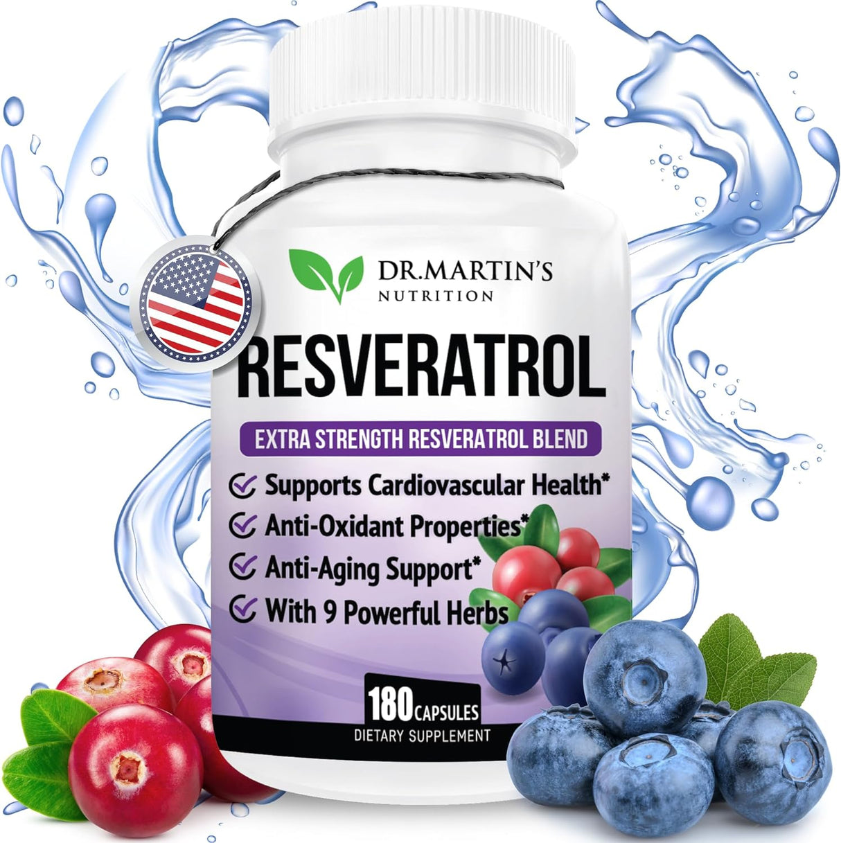 Suplemento Resveratrol extra fuerte 1568mg  180 cápsulas