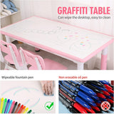 Juego de mesa de plástico ajustable en altura con 4 asientos