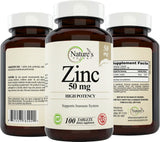 Suplemento de zinc de 50 mg alta potencia  óxido/citrato