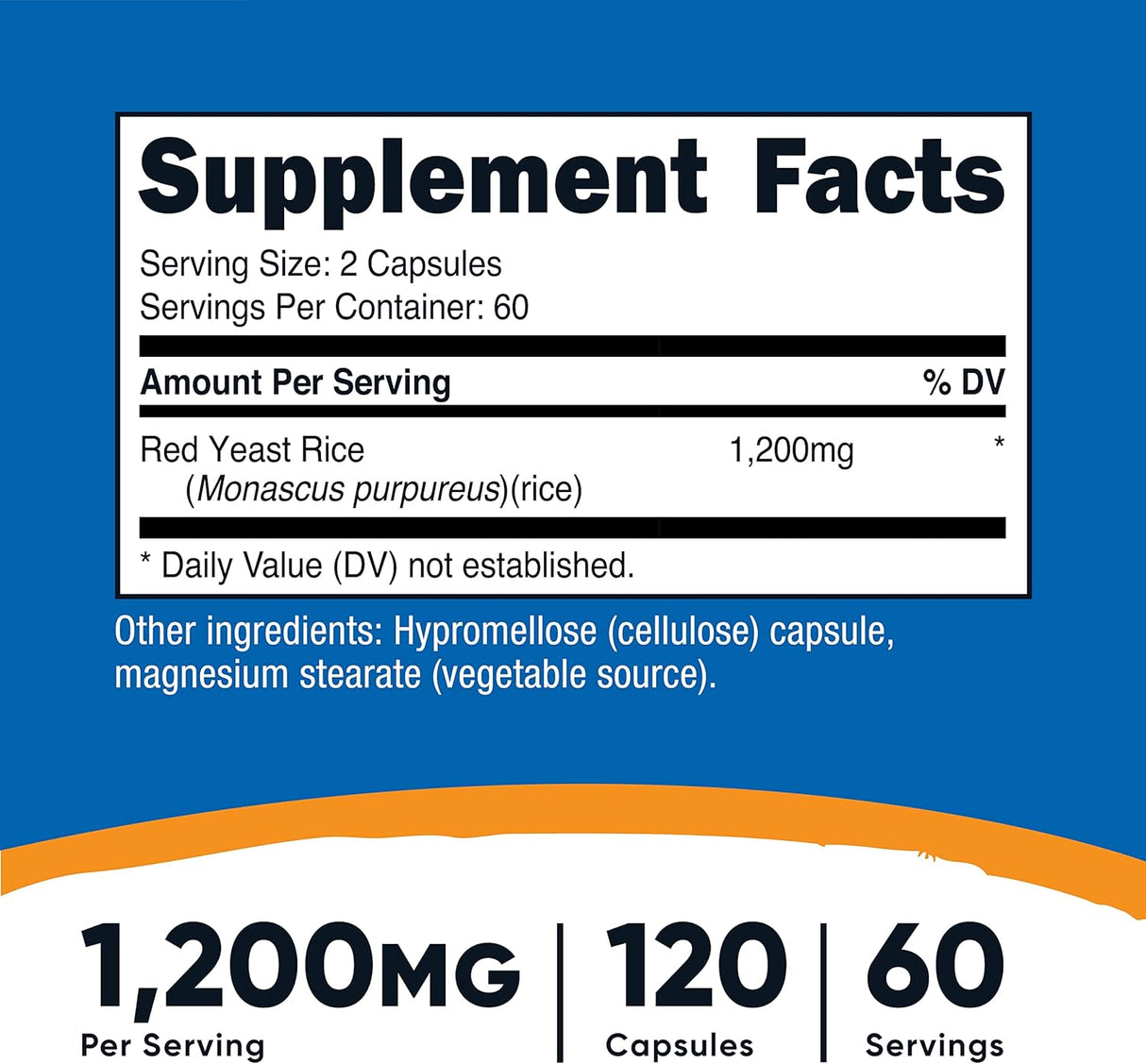 Suplemento Nutricost Arroz de levadura roja 1200 mg, 120 cáp